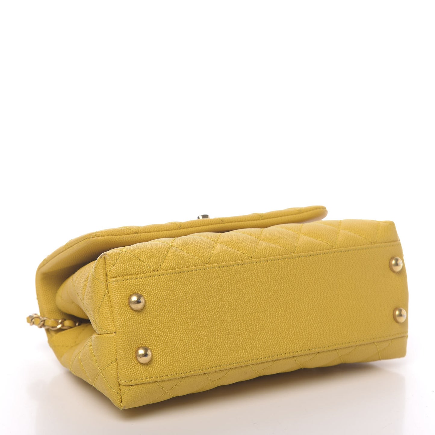 Caviar Quilted Mini Coco Handle Flap Yellow