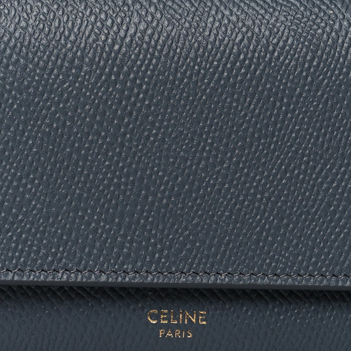 Grained Calfskin Large Flap Wallet Grey