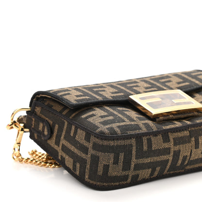 Fendi Fabric Jacquard FF 1974 Mini Baguette Tobacco Moro Black 9 of 10
