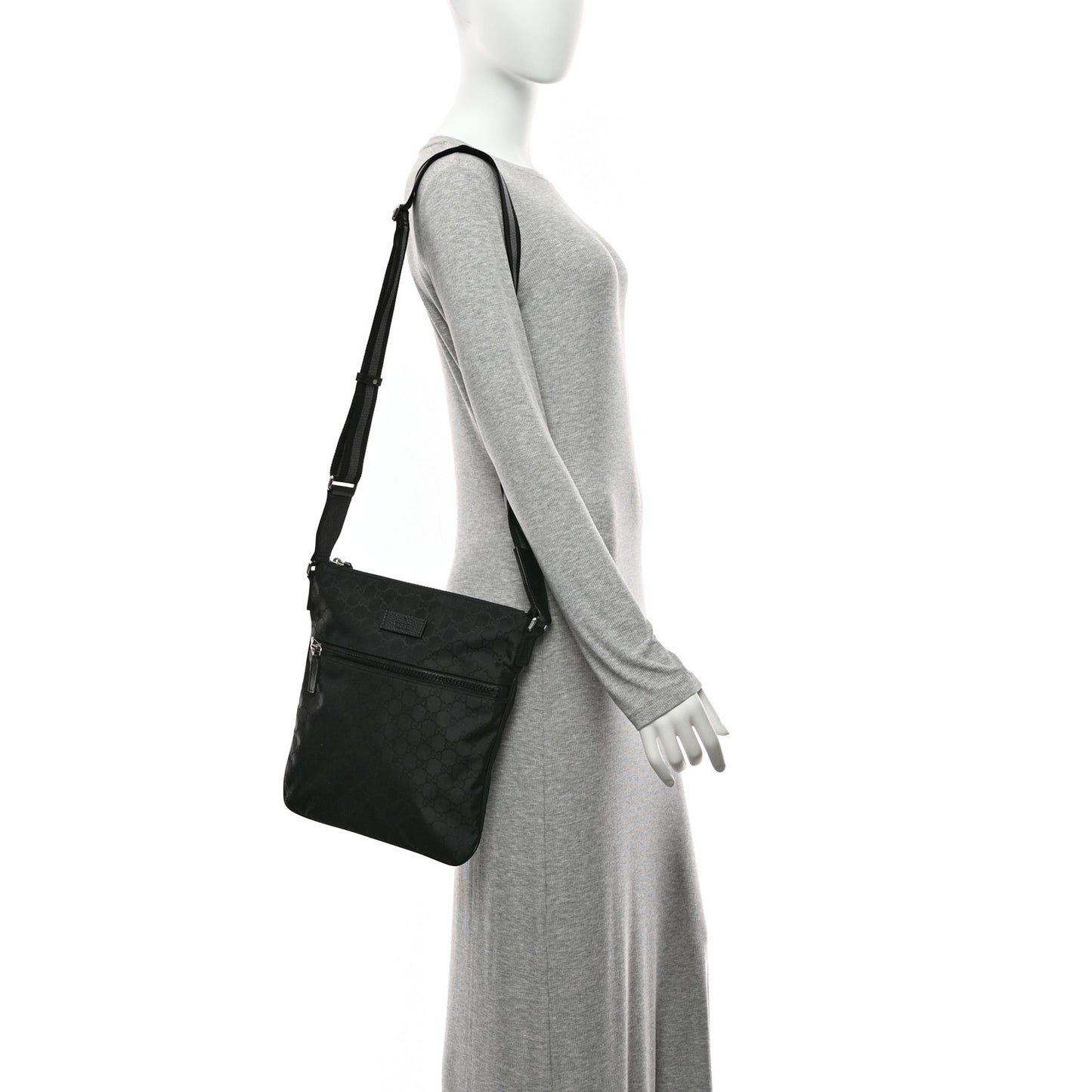 Nylon Monogram Small Flat Messenger Bag Black