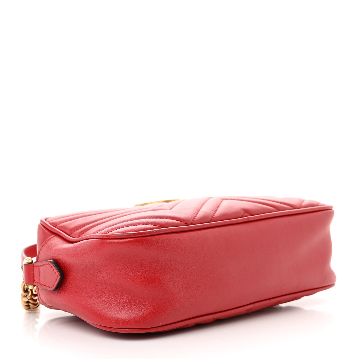 Gucci Calfskin Matelasse Small GG Marmont Chain Shoulder Bag Hibiscus Red 4 of 13