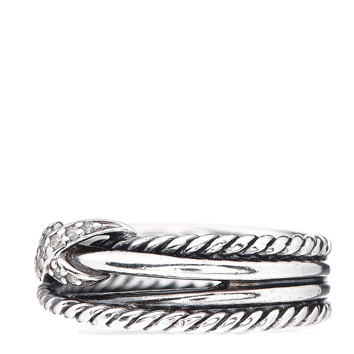 Sterling Silver Diamond X Crossover Ring 51 5.75