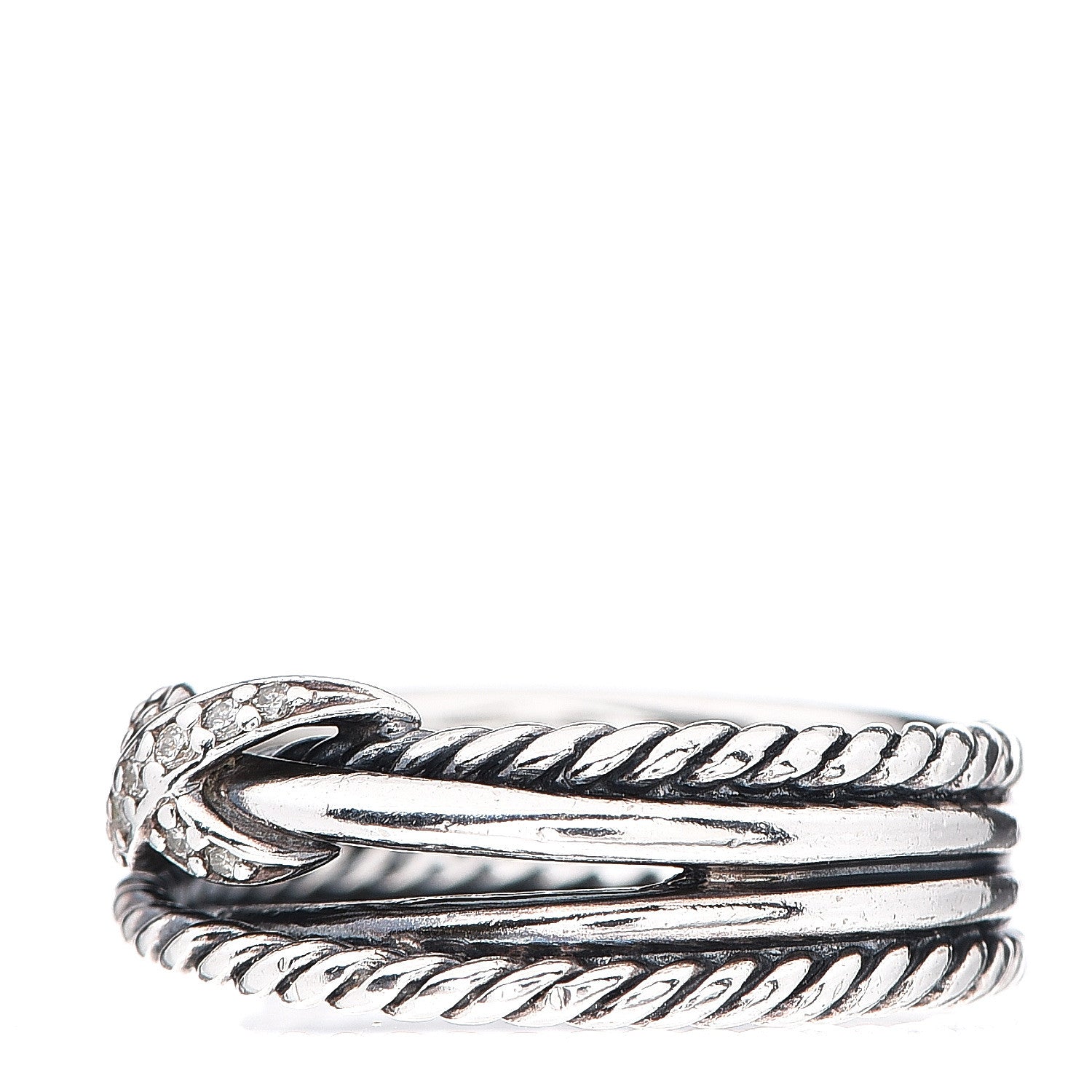 David Yurman Sterling Silver Diamond X Crossover Ring 51 5.75 2 of 3