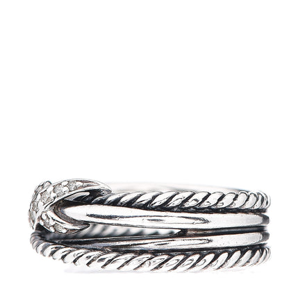 David Yurman Sterling Silver Diamond X Crossover Ring 51 5.75 2 of 3