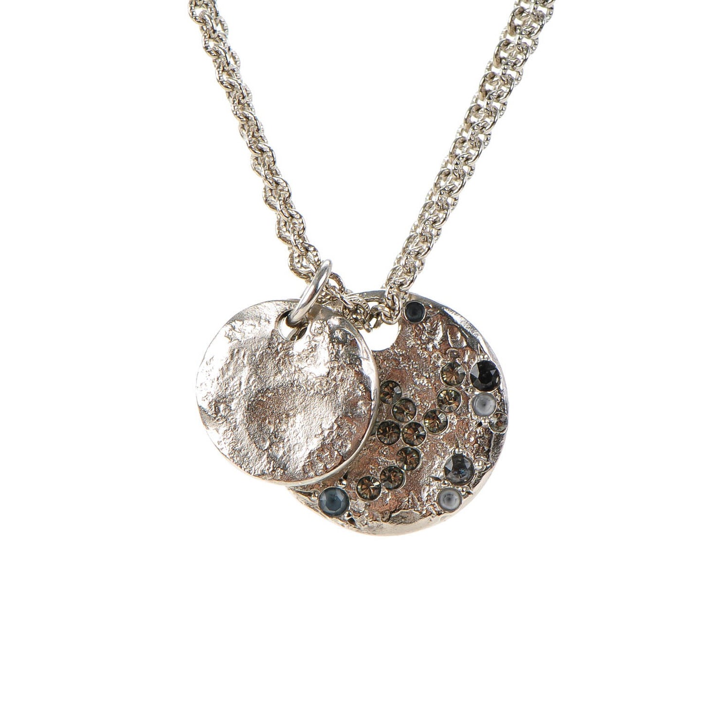 Crystal CC Pendant Necklace Silver