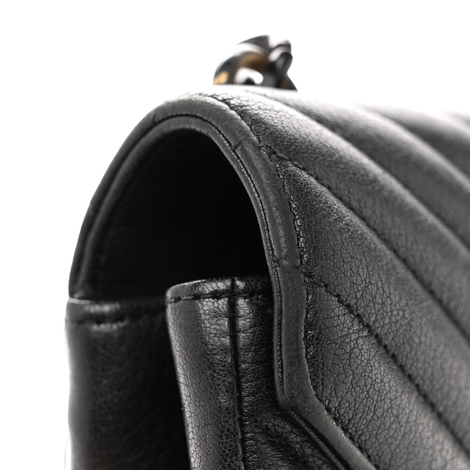 Saint Laurent Sheepskin Matelasse Chevron Monogram Monochrome Medium College Bag Black 17 of 17