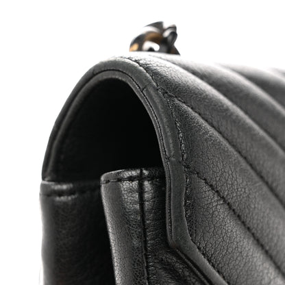 Saint Laurent Sheepskin Matelasse Chevron Monogram Monochrome Medium College Bag Black 17 of 17
