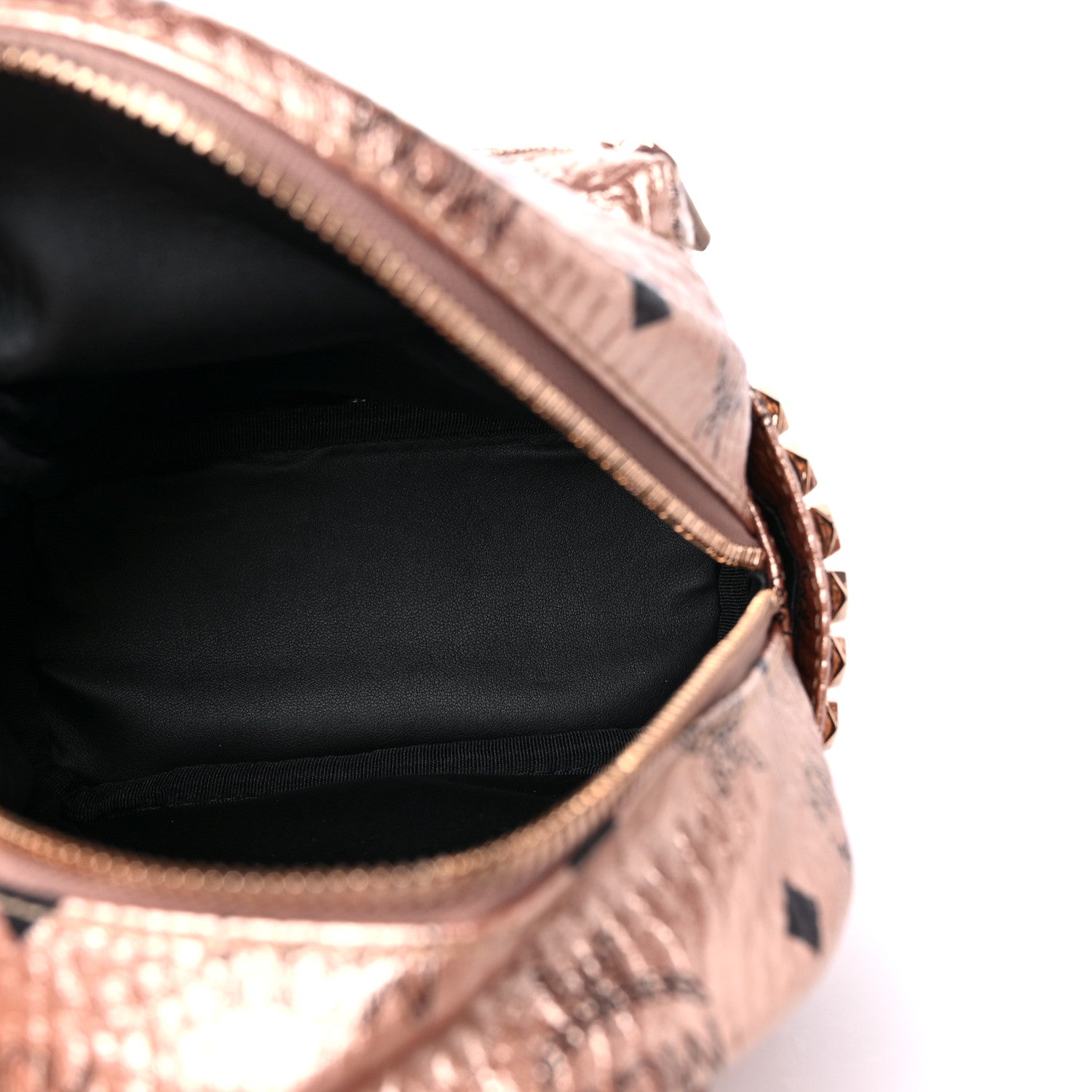 MCM Metallic Visetos Studded X-Mini Bebe Boo Backpack Champagne Gold 5 of 12