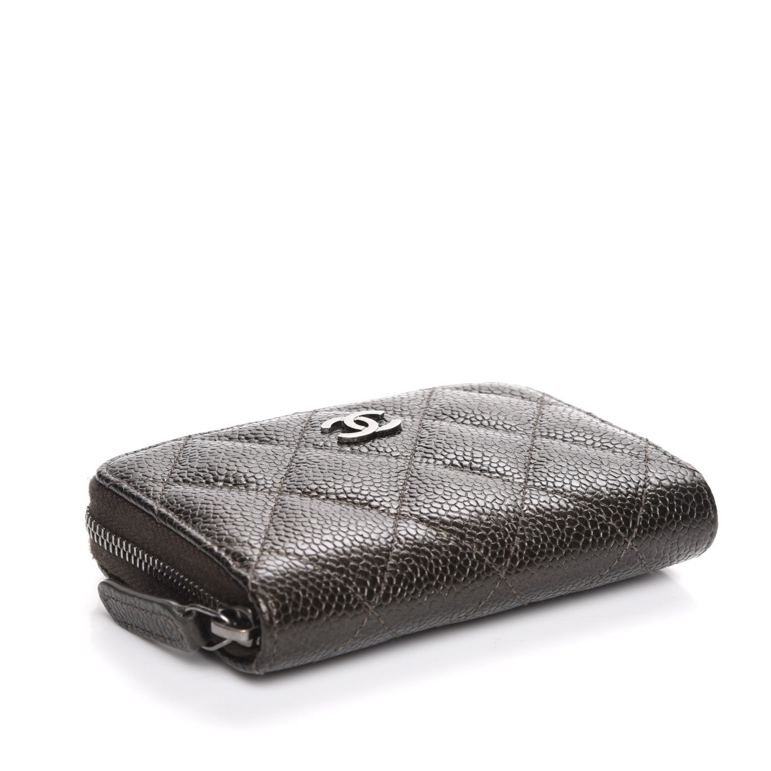 Chanel Caviar Quilted Zip Coin Purse Dark Green 4 of 7