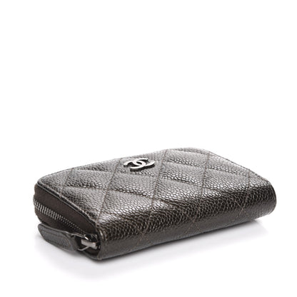 Chanel Caviar Quilted Zip Coin Purse Dark Green 4 of 7