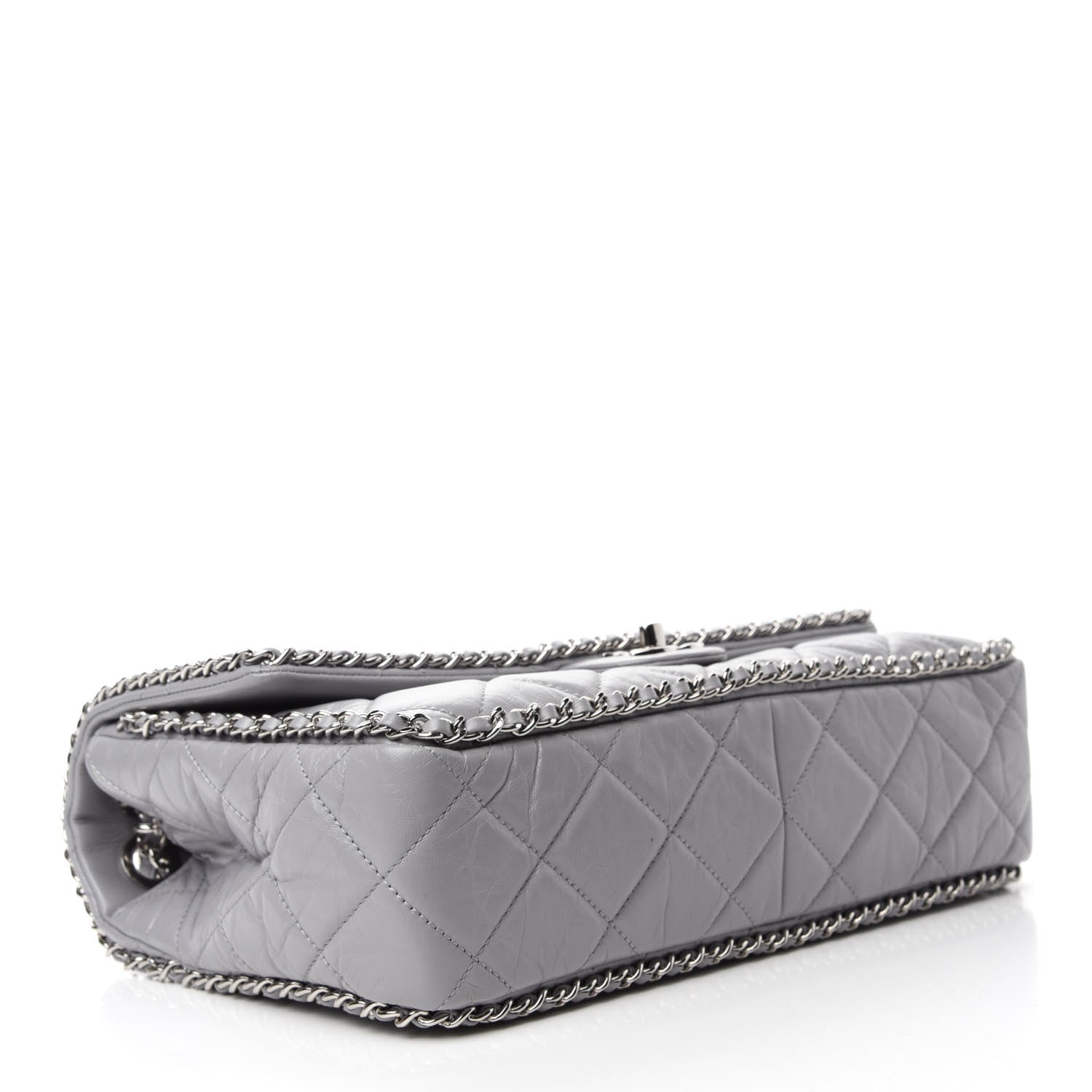 Chanel Crumpled Calfskin Large Chain All Over Flap Grey 4 of 10