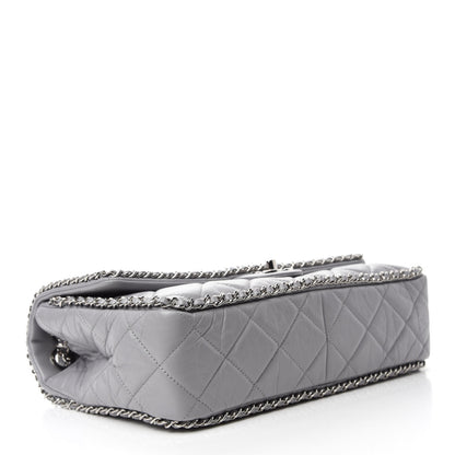 Chanel Crumpled Calfskin Large Chain All Over Flap Grey 4 of 10