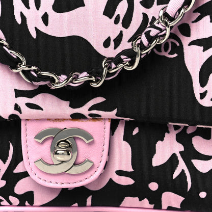 Chanel Printed Fabric East West Flap Black Pink 8 of 13