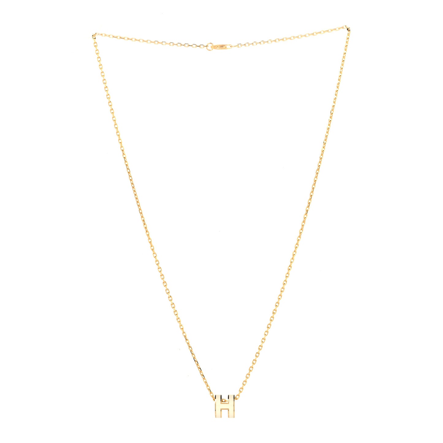 Lacquered Gold Mini Pop H Pendant Necklace White