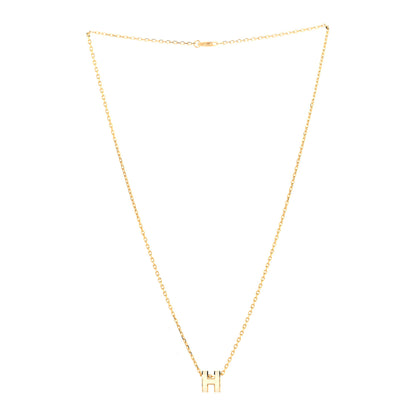 Hermes Lacquered Gold Mini Pop H Pendant Necklace White 3 of 6