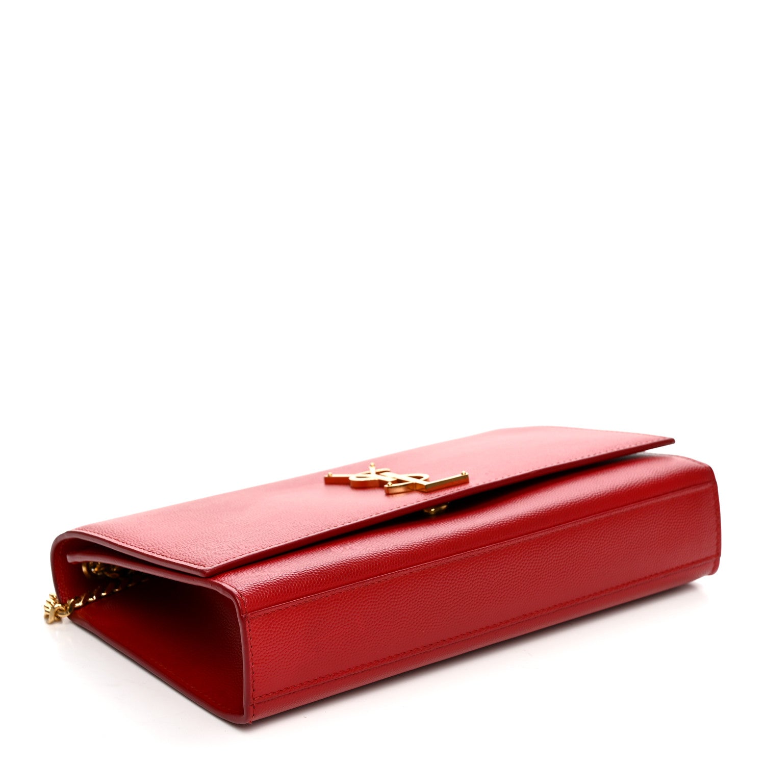 Saint Laurent Grain De Poudre Medium Monogram Kate Satchel Red 4 of 10