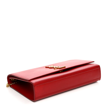 Saint Laurent Grain De Poudre Medium Monogram Kate Satchel Red 4 of 10