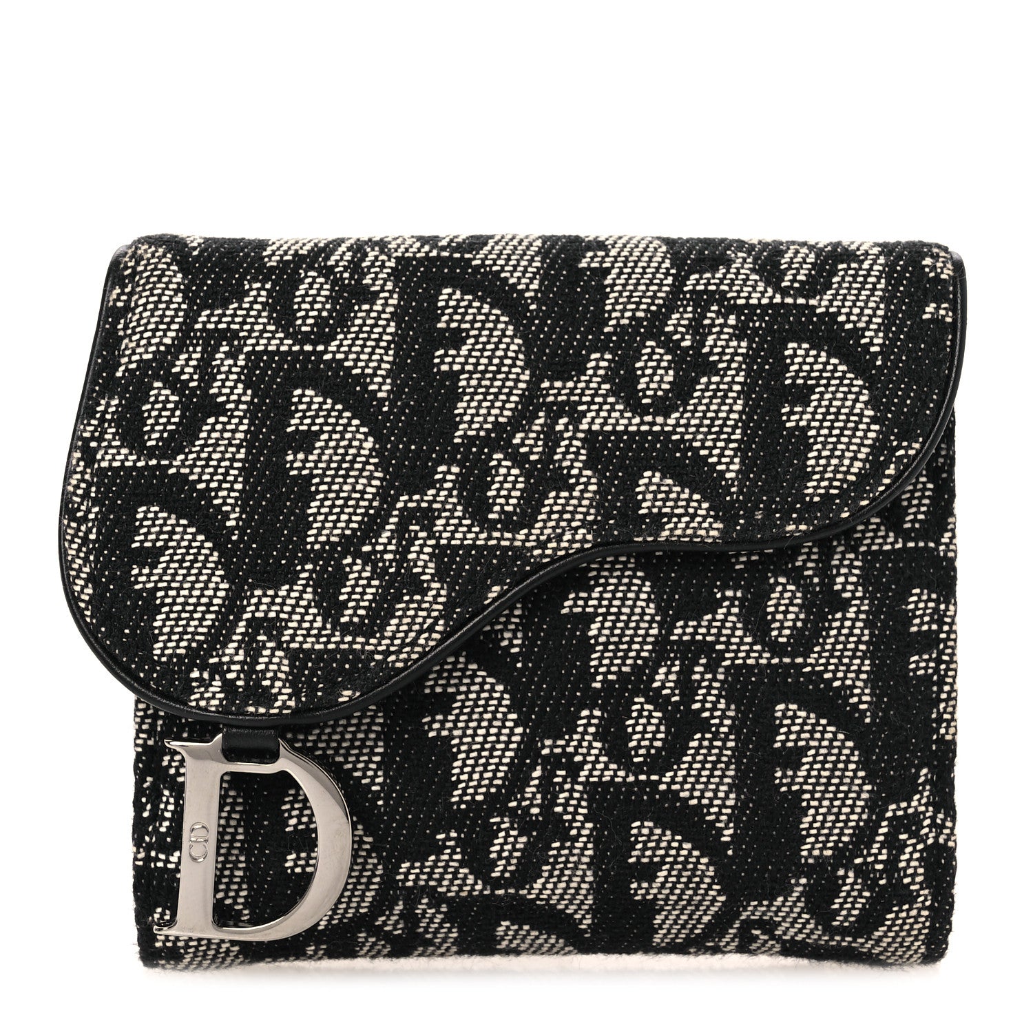Christian Dior Monogram Compact Saddle Wallet Black 1 of 8