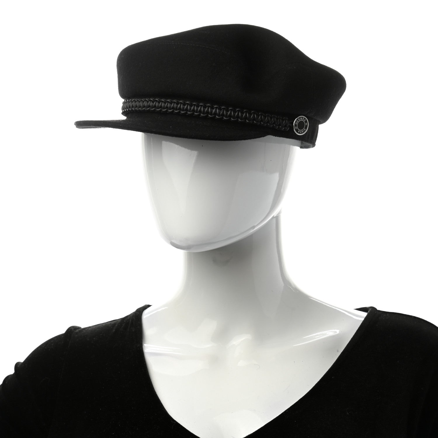 Hermes Cashmere Swift Womens Deauville Cap 58 Black 2 of 9