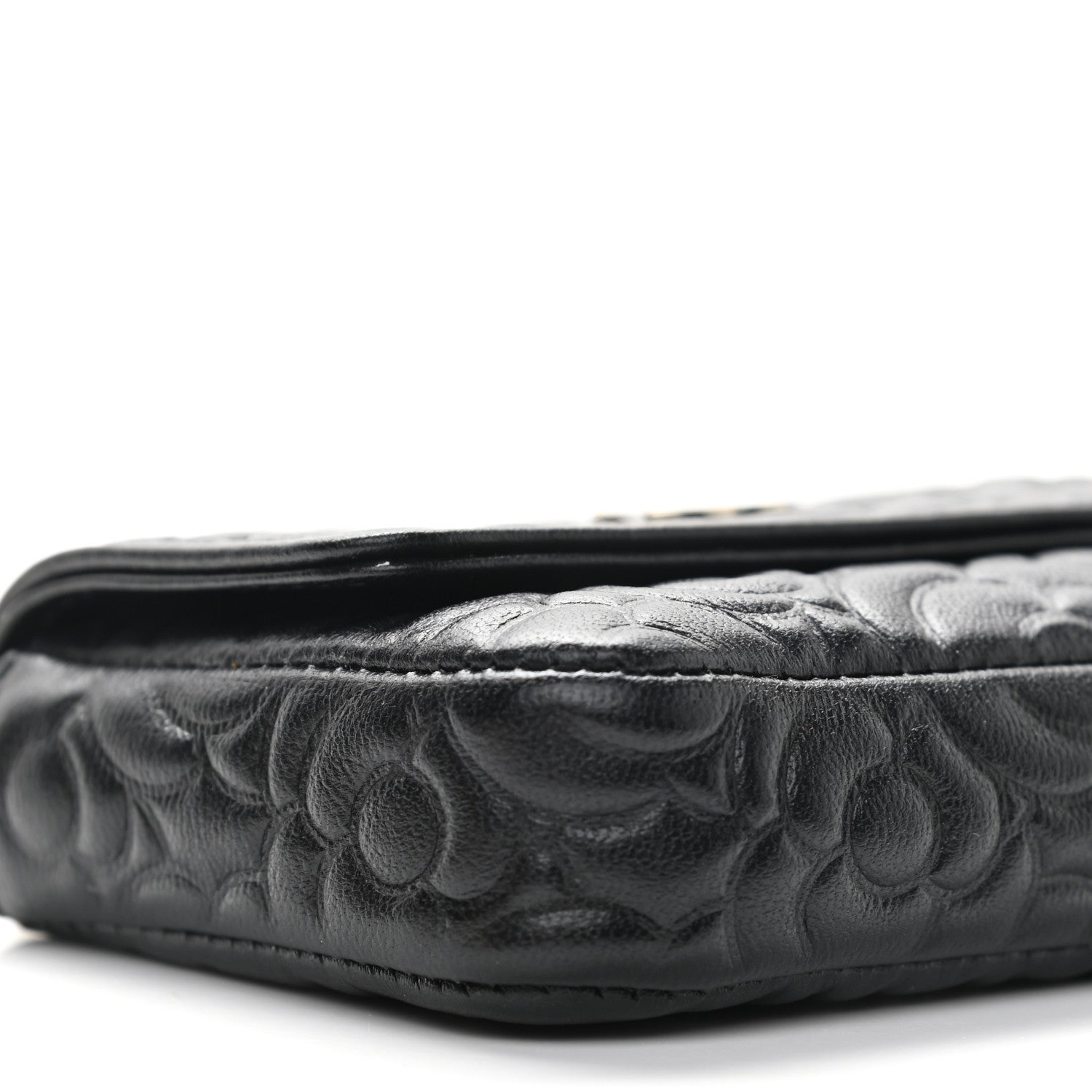 Chanel Lambskin Camellia Embossed Chain Belt Bag Black 5 of 11
