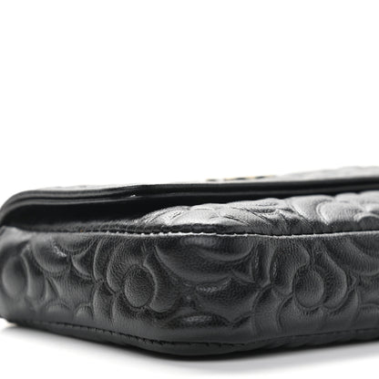 Chanel Lambskin Camellia Embossed Chain Belt Bag Black 5 of 11