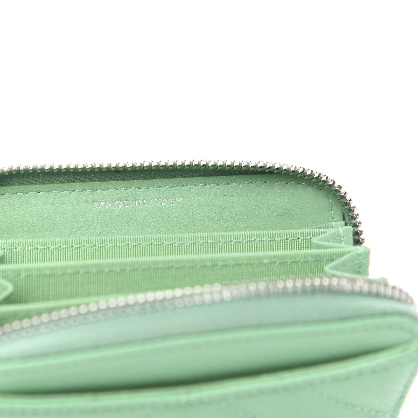 Caviar Chevron Quilted Zip Around Coin Purse Light Green