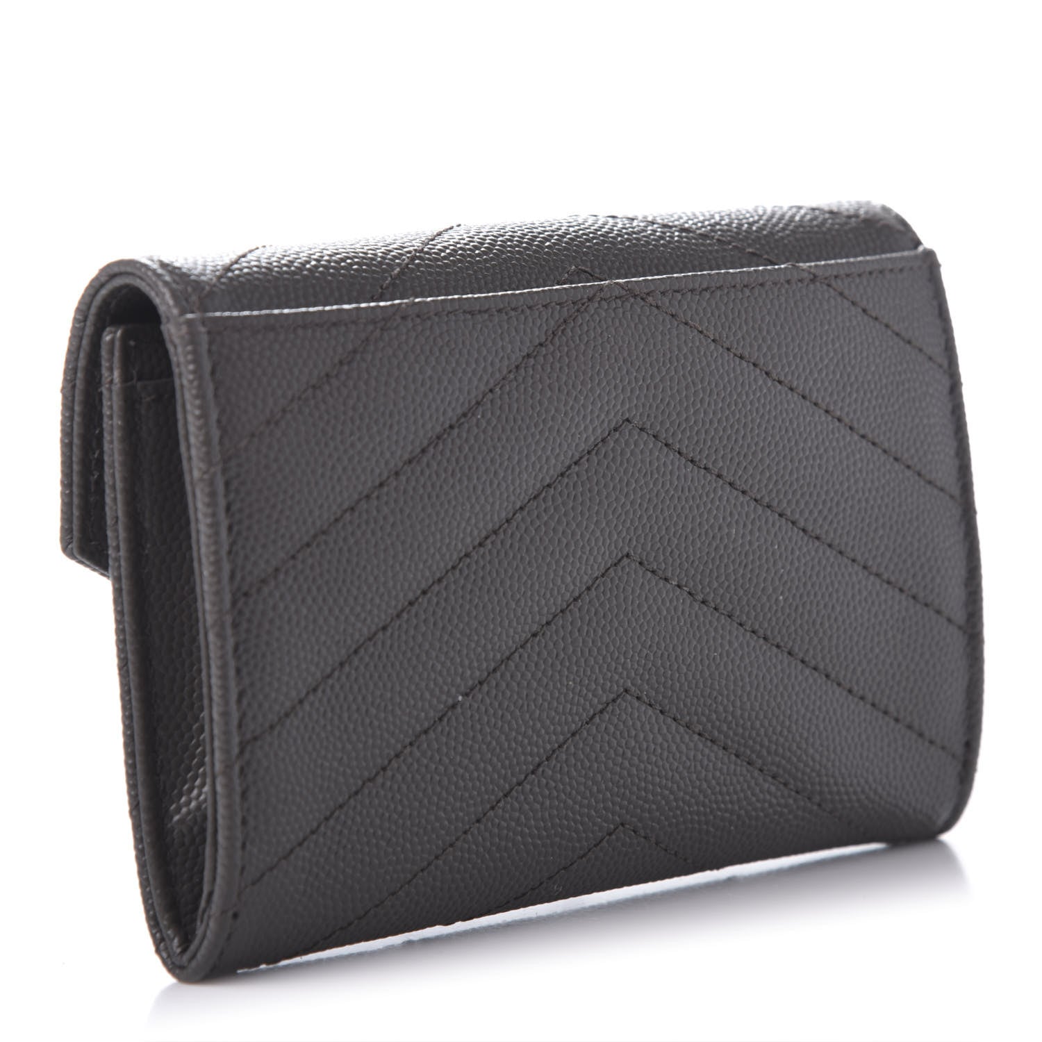 Saint Laurent Grain De Poudre Matelasse Chevron Small Monogram Envelope Wallet Earth 3 of 9