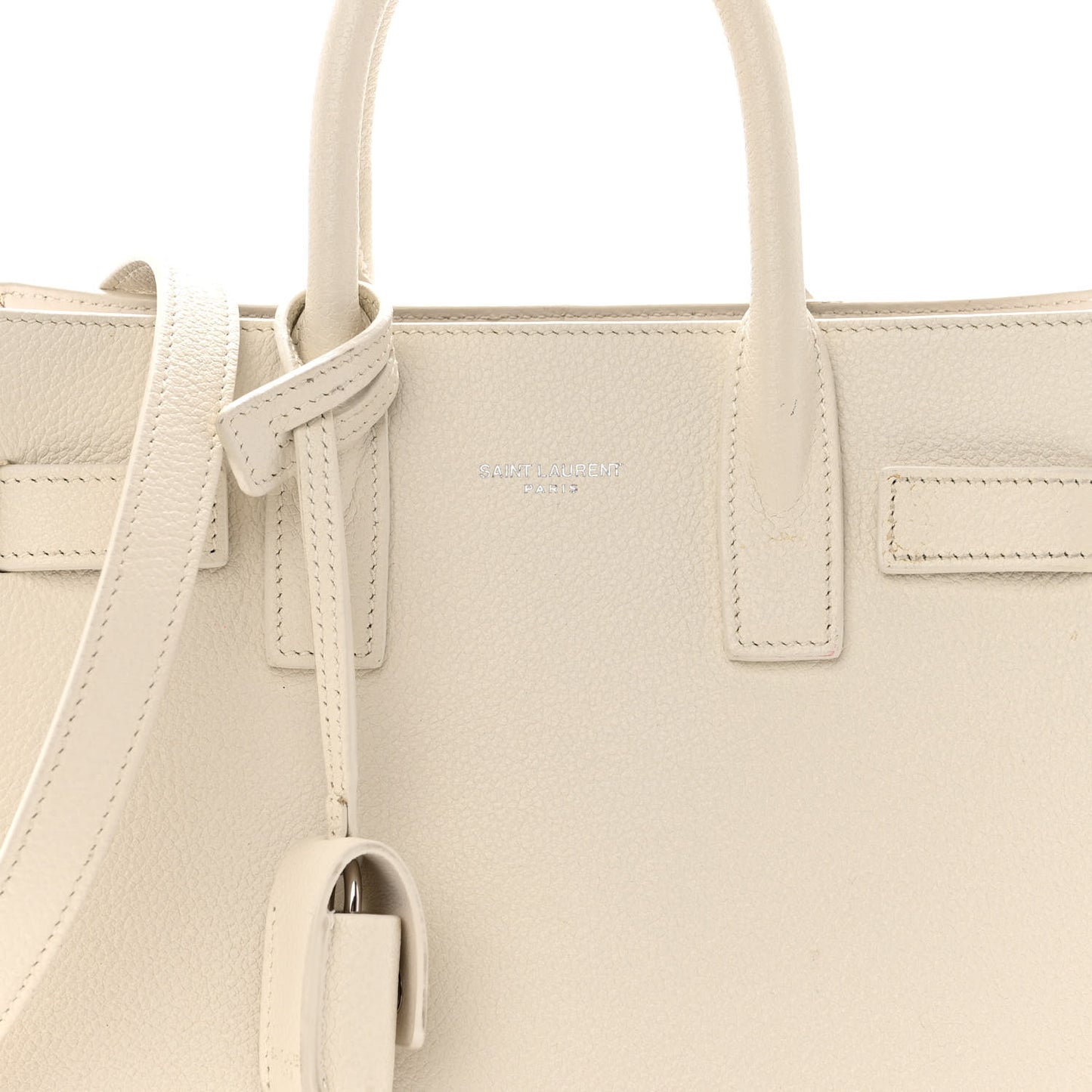 Grained Calfskin Nano Sac de Jour Dove White