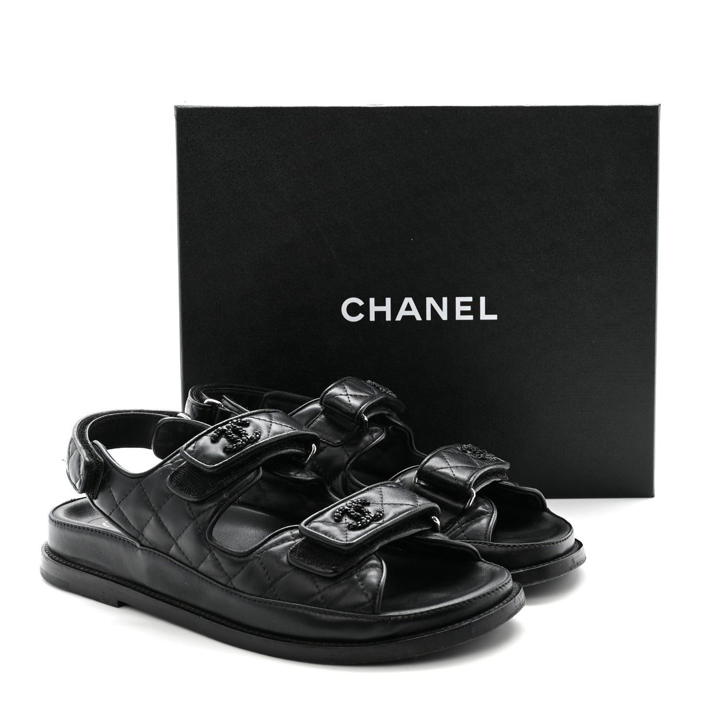 Lambskin Velcro Dad Sandals 38.5 Black