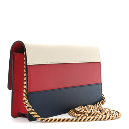 Gucci Calfskin Queen Margaret Chain Wallet Blue Agata Hibiscus Red Mystic White 3 of 10