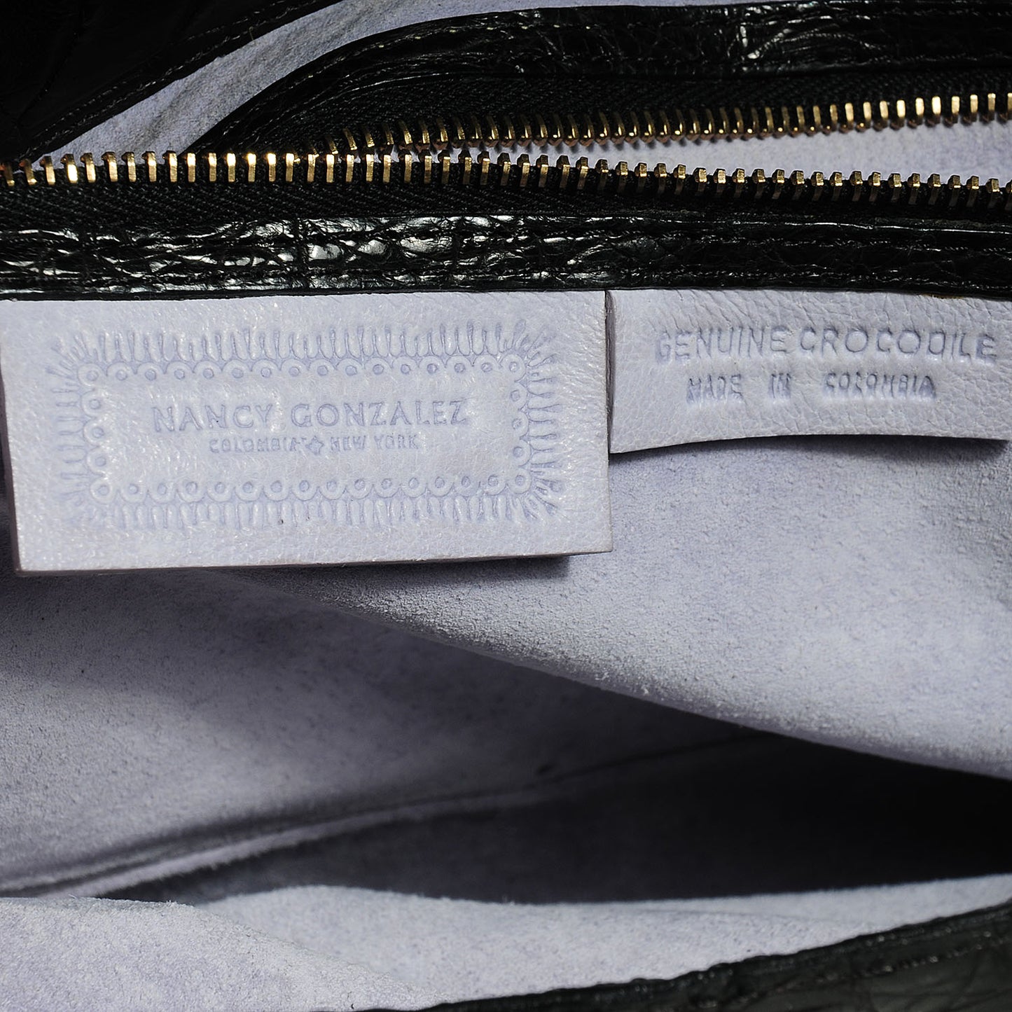 Crocodile Pleated Shoulder Bag Black