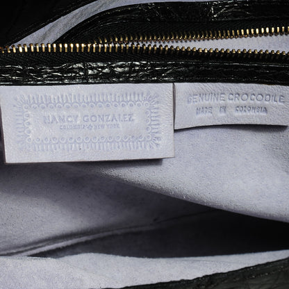 Nancy Gonzalez Crocodile Pleated Shoulder Bag Black 6 of 7
