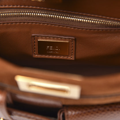 Fendi Chamois Karung Shiny Nappa Mini Pocket Peekaboo Iconic Satchel Cuoio Caramello 7 of 9