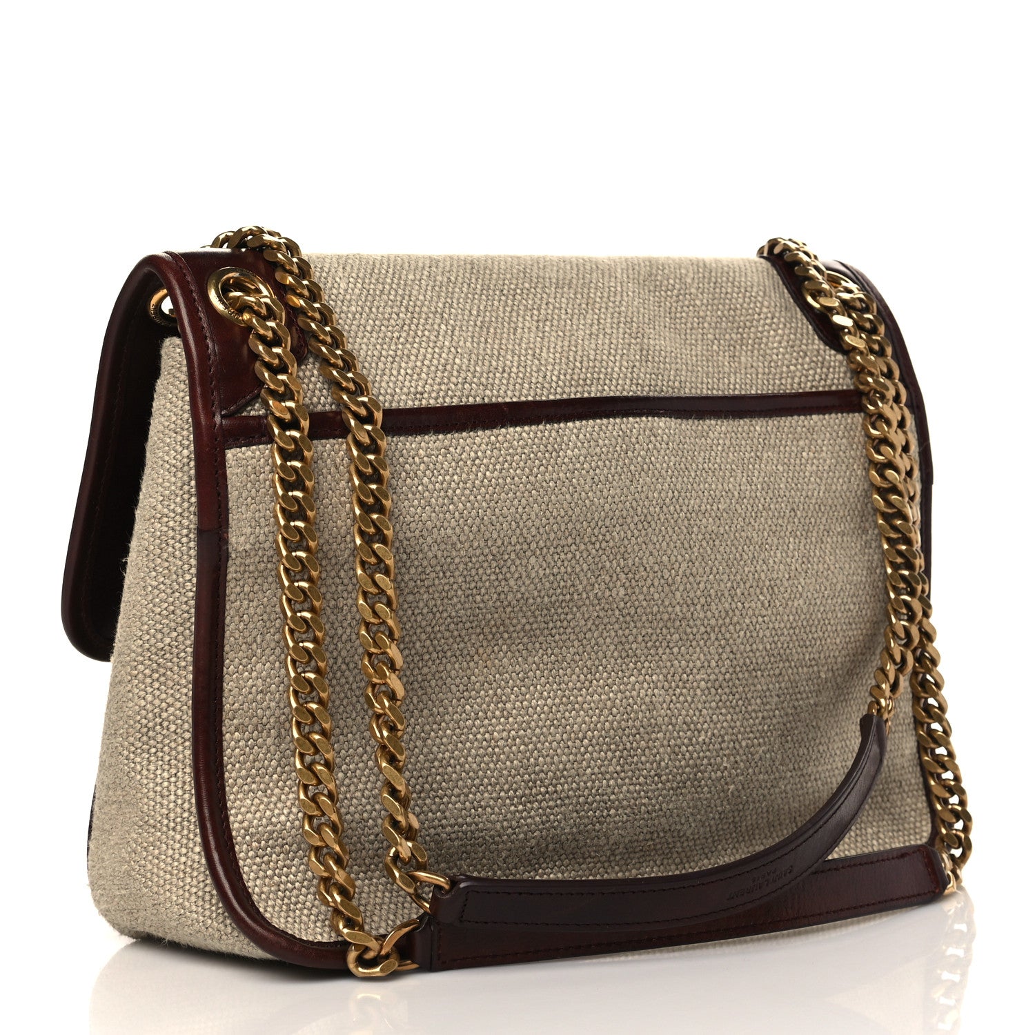 Saint Laurent Cotton Canvas Vintage Calfskin Monogram Medium Niki Chain Satchel Natural Chocolate 3 of 7