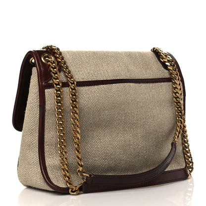 Saint Laurent Cotton Canvas Vintage Calfskin Monogram Medium Niki Chain Satchel Natural Chocolate 3 of 7
