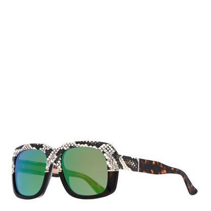 Gucci Ayers Snakeskin Square Fantasy Sunglasses GG1157 Havana Brown Lime 1 of 9