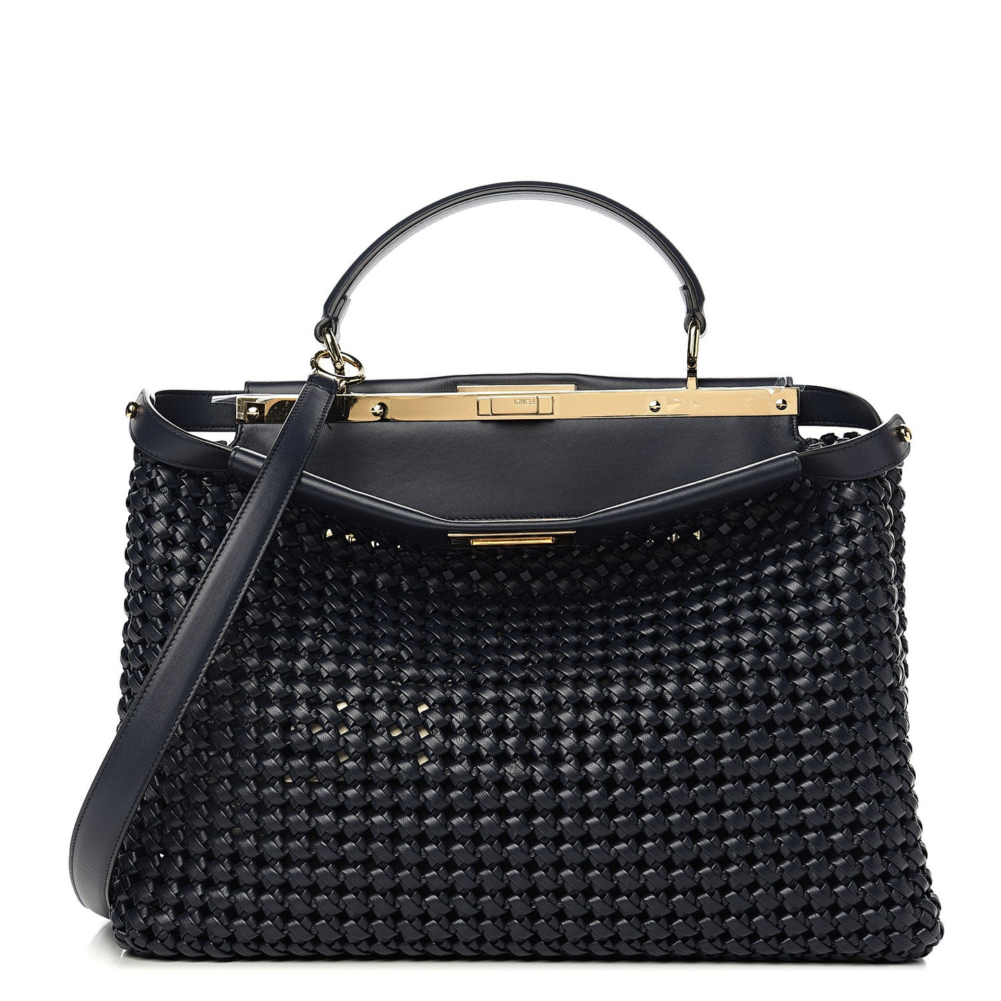 Nappa Matisse Intreccio Large Peekaboo Iconic Satchel Midnight
