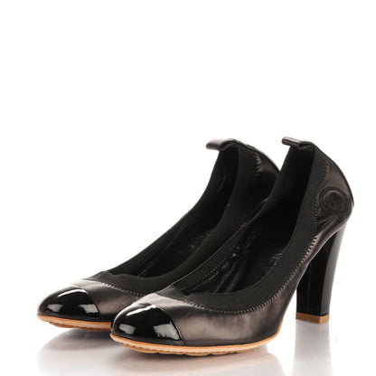 Chanel Lambskin Patent Elastic Stretch CC Pumps 36 Black 3 of 7