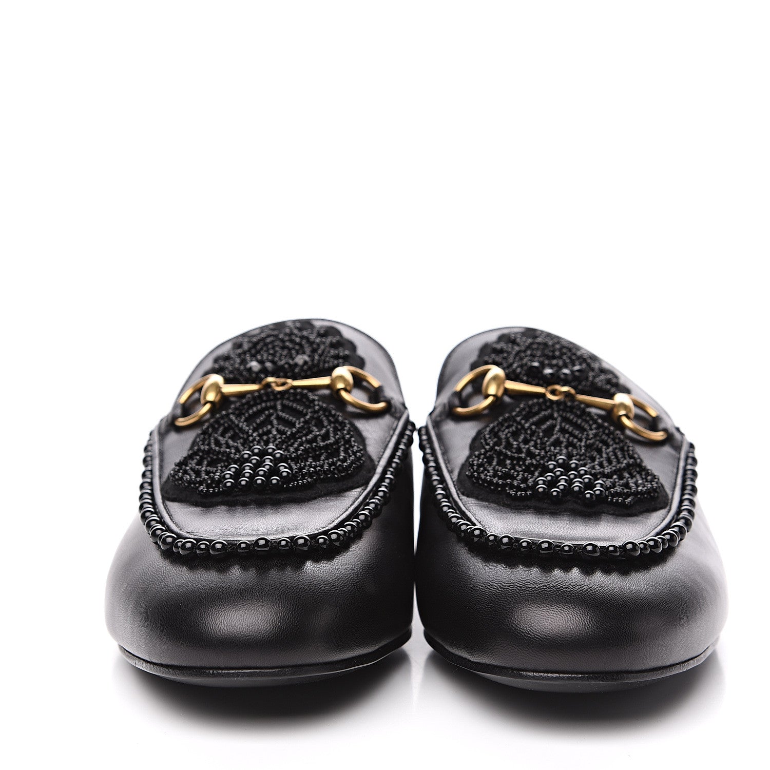 Gucci Malaga Kid Bead Embellished Womens Princetown Slippers 40 Black 2 of 10