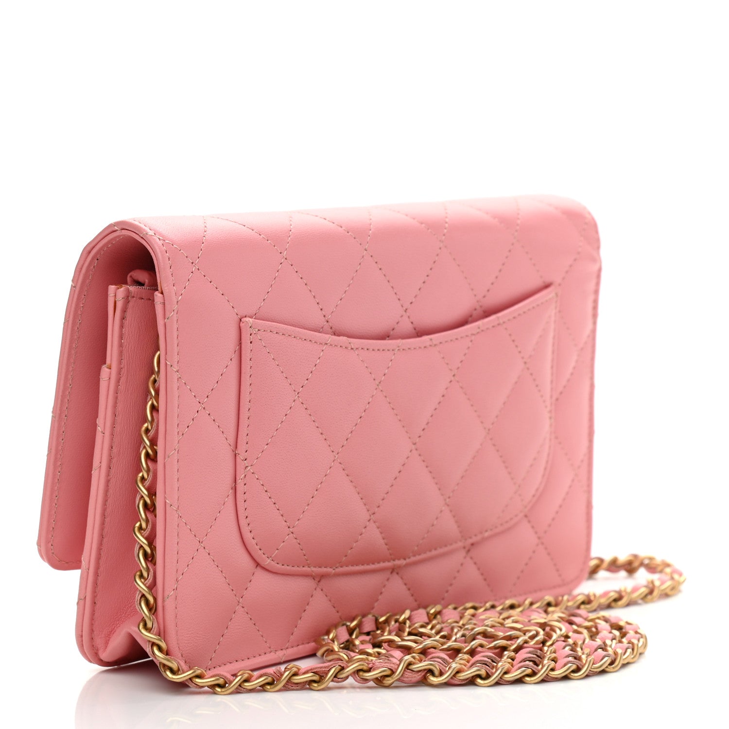 Chanel Lambskin Quilted Wallet On Chain WOC Pink 2 of 13