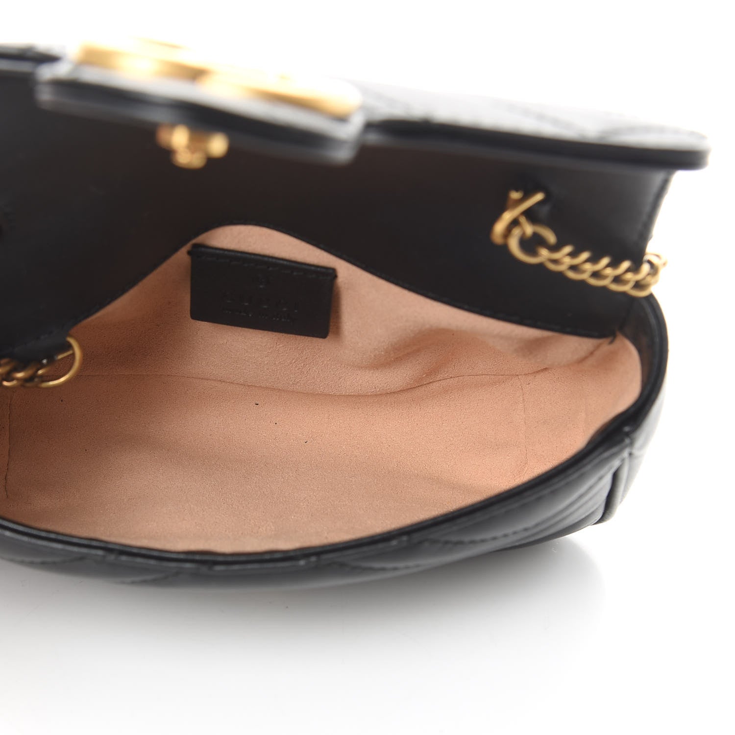 Gucci Calfskin Matelasse Super Mini GG Marmont Shoulder Bag Black 5 of 12