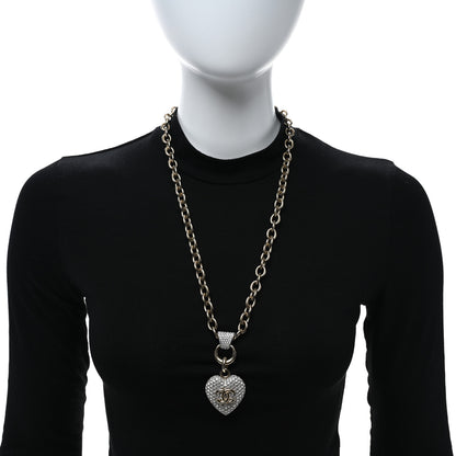 Chanel Crystal Heart CC Necklace Gold 2 of 5