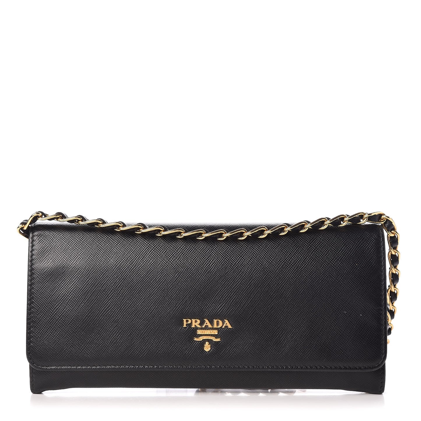 Saffiano Metal Oro Chain Wallet Black