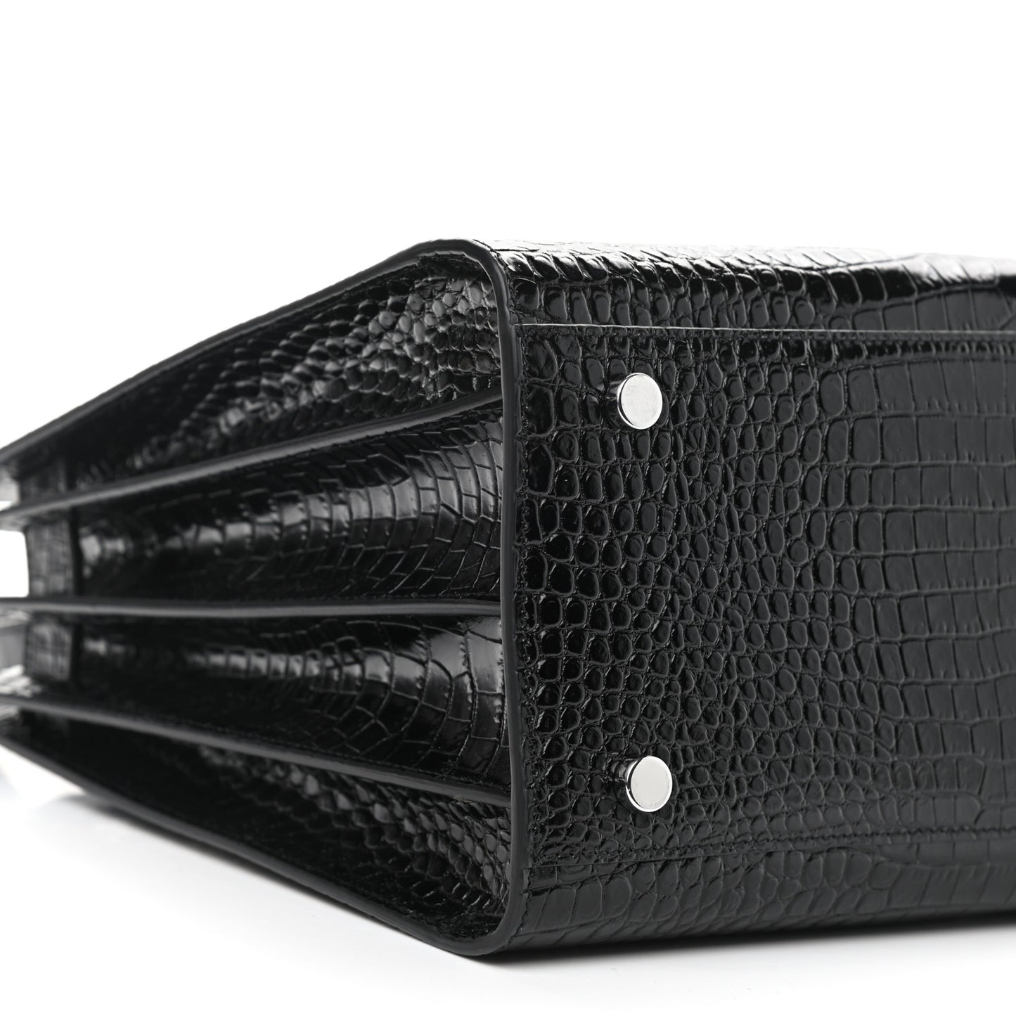 Calfskin Crocodile Embossed Small Sac de Jour Black