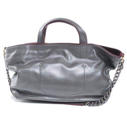 Chanel Metallic Caviar Mademoiselle Lock Cerf Shopper Tote Silver 3 of 7