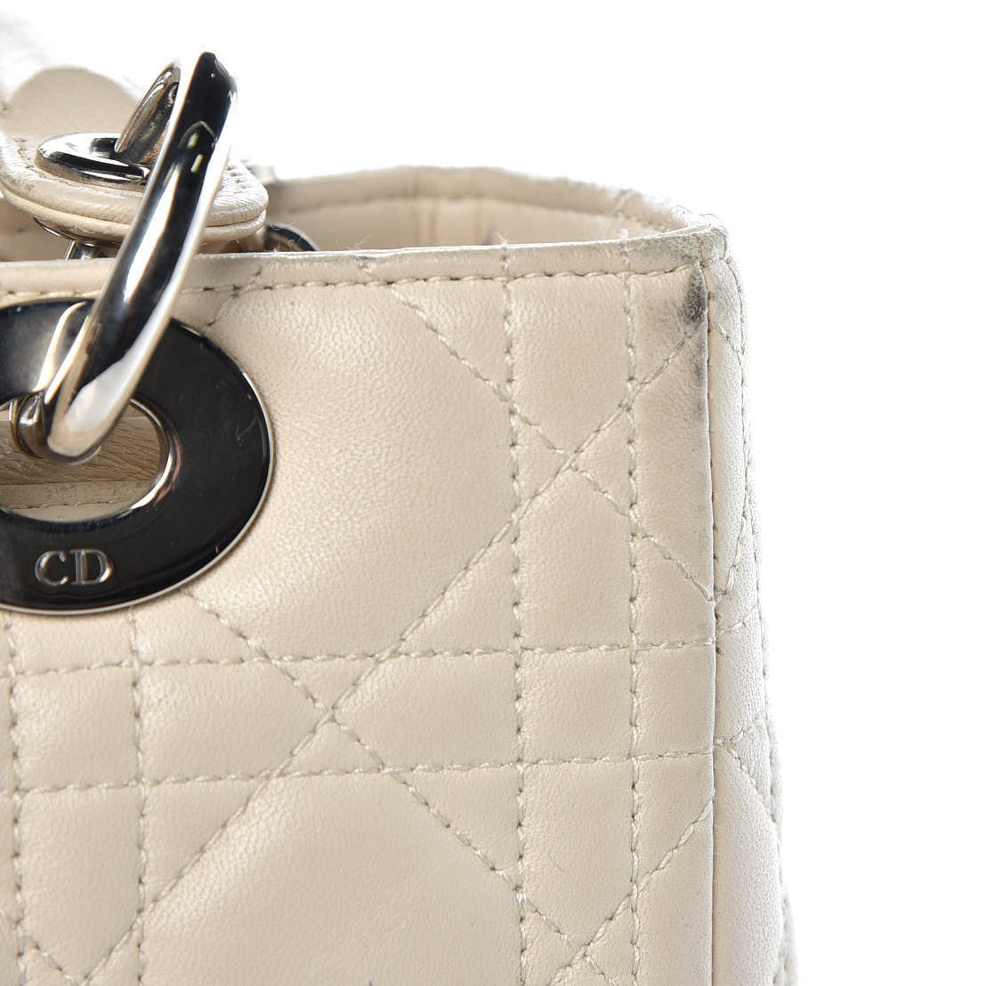 Christian Dior Lambskin Cannage Medium Lady Dior White 17 of 21