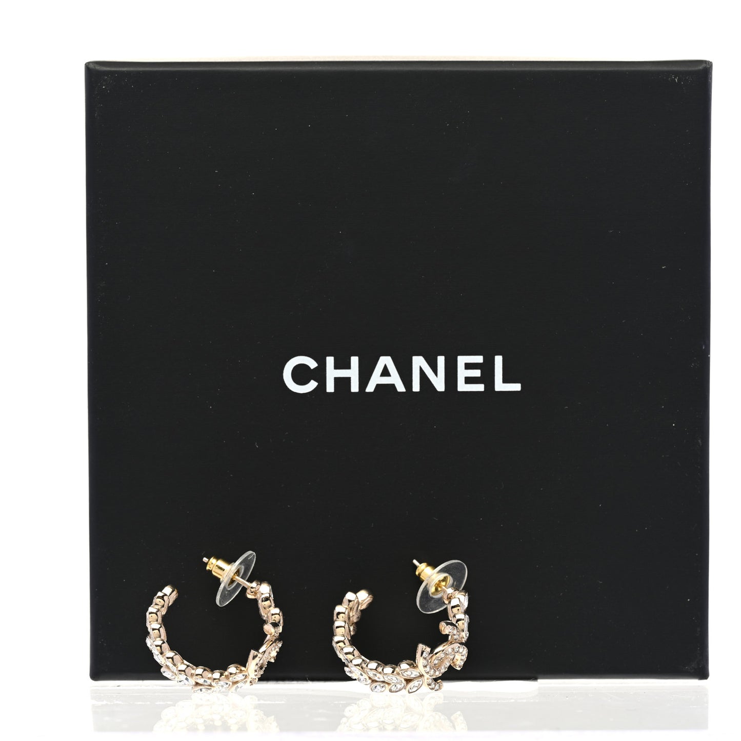Crystal Sparkling Wheat CC Hoop Earrings Gold