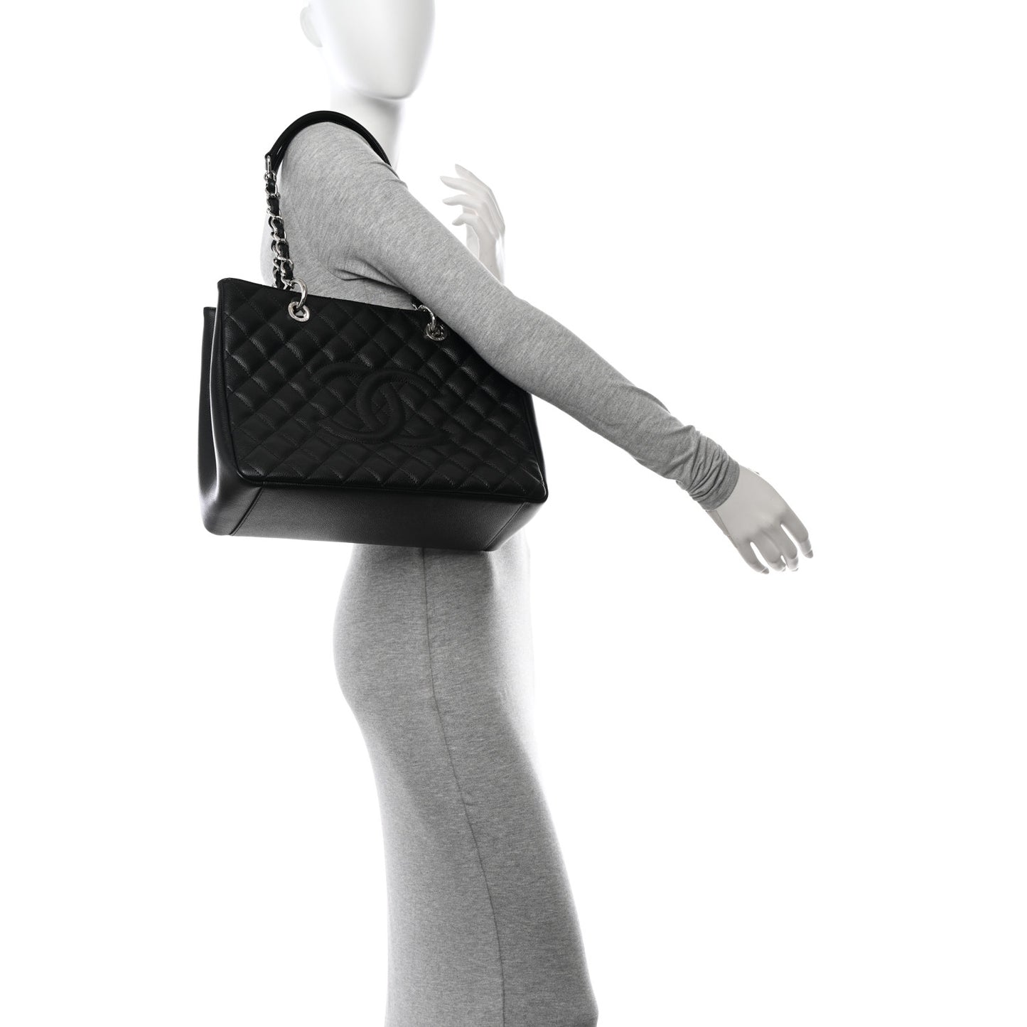 Caviar Quilted Grand Shopping Tote GST Black