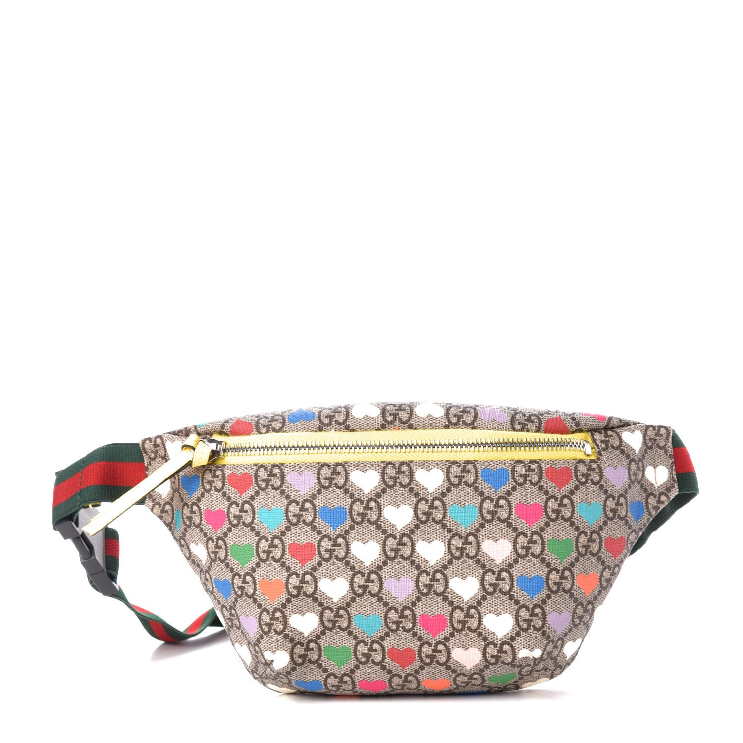 Gucci Soft GG Supreme Monogram Hearts Web Childrens Belt Bag Beige Ebony Multicolor Freesia 1 of 10