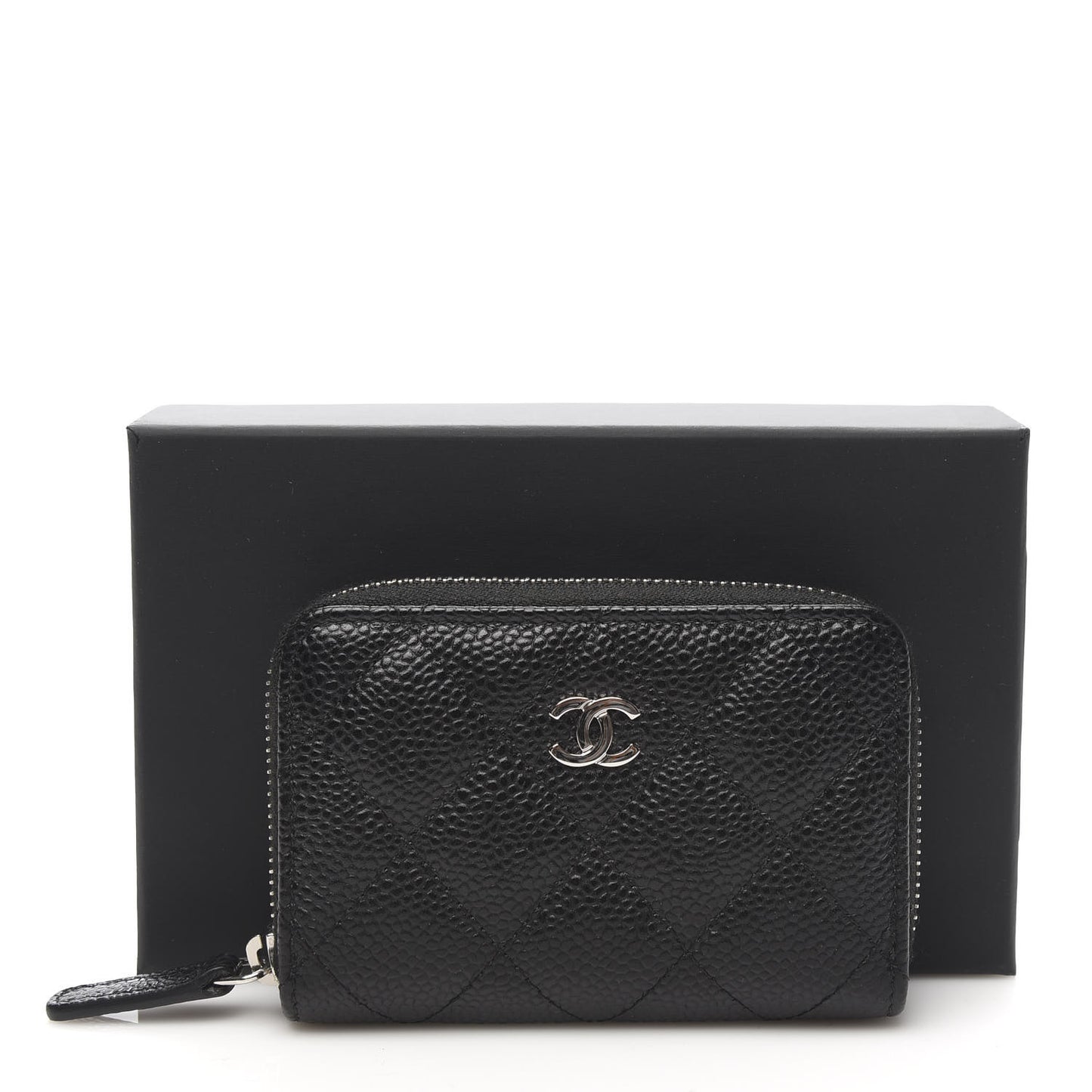 Caviar Quilted Zip Coin Purse Black